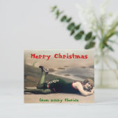 Grappige badpak Kerstmis uit Florida Feestdagenkaart (Staand voorkant)