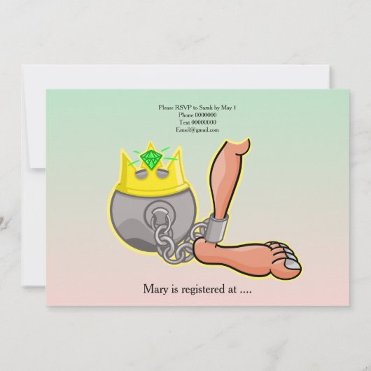 Grappige bal en ketting bruids douche uitnodiging (Achterkant)