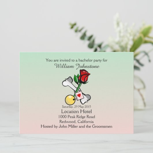 Grappige Bal En Ketting Verlovingsfeest Uitnodigin Kaart (Staand voorkant)