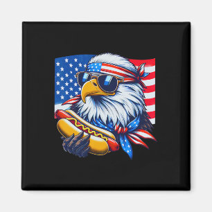 Grappige Bald Eagle Hotdog Amerikaanse vlag 4 juli Magneet