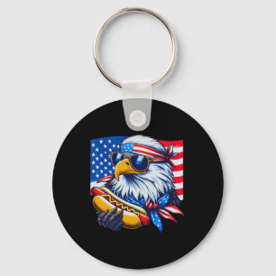 Grappige Bald Eagle Hotdog Amerikaanse vlag 4 juli Sleutelhanger
