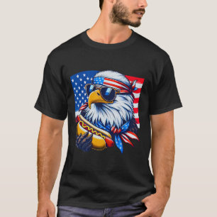 Grappige Bald Eagle Hotdog Amerikaanse vlag 4 juli T-shirt