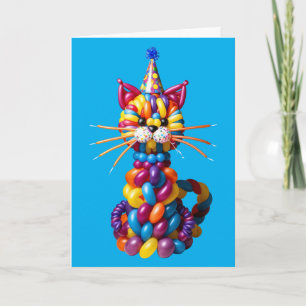 Grappige ballonkat kunst kleurrijk dier humor kaart