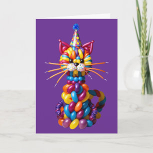 Grappige ballonkat kunst kleurrijk dier humor kaart