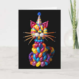 Grappige ballonkat kunst kleurrijk dier humor kaart