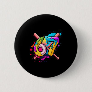 Grappige Banaan Honkbal 67 Ijs Drip Meme Ronde Button 5,7 Cm