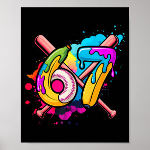 Grappige Banaan Honkbal 67 IJsdruppel Meme Poster