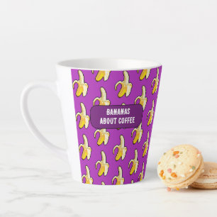 Grappige Bananen Over Koffie Vet Pixel Art Patroon Latte Mok