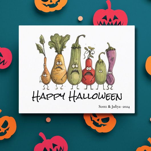 Grappige bange veggie Halloween Briefkaart