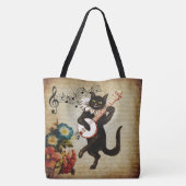 Grappige Banjo Muzikant Cat Canvas tas (Achterkant)