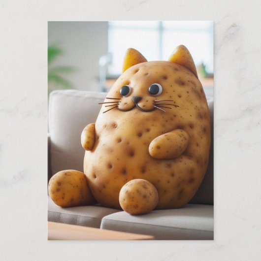 Grappige bank aardappel kat briefkaart (Voorkant)