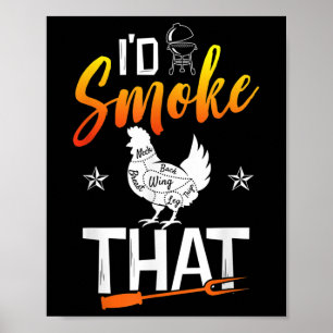 Grappige Barbecue Chicken Graphic Vrouwen Mannen V Poster