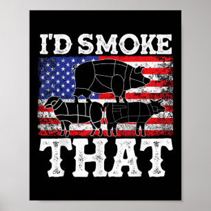 Grappige barbecue is rook die patriottische grillm poster