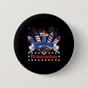 Grappige Basketbal Firecracker 4th of July familie Ronde Button 5,7 Cm