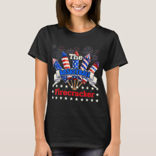 Grappige Basketbal Firecracker 4th of July familie T-shirt