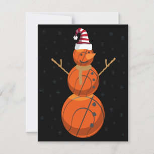 Grappige Basketbal Sneeuwman Kerst Nieuwjaar Cadea Notitiekaartje