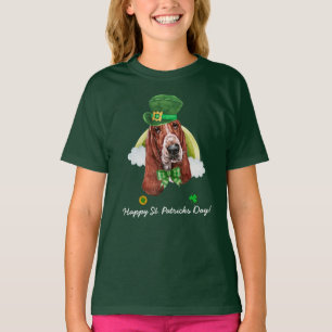 Grappige Basset Hound Gouden St. Patricks Dag T-shirt