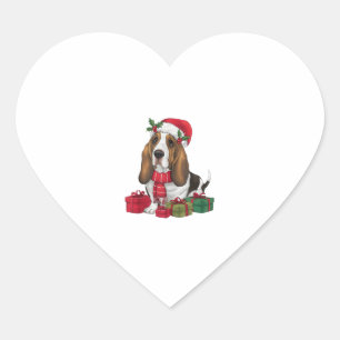 Grappige Basset Hound Hond Kerstoutfits Santa Hat Hart Sticker