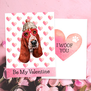 Grappige Basset Hound Ik blaf naar jou Hond Valent Feestdagenkaart