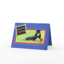 Grappige Basset op Back to School Kaart met Apple