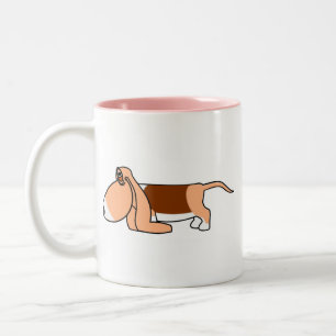 Grappige Bassett hound auto argon gepersonaliseerd Tweekleurige Koffiemok
