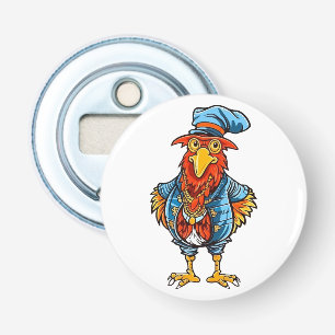 Grappige Bazige Cartoon Haan Button Flesopener