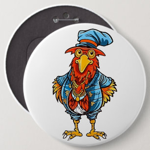 Grappige Bazige Cartoon Haan Ronde Button 6,0 Cm
