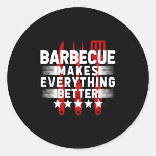 Grappige BBQ barbecue grill grillen grap roken vle Ronde Sticker
