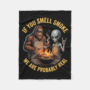 Grappige Bbq Bigfoot En Alien Grilling Vaderdag Fleece Deken