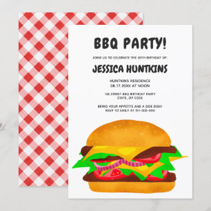 Grappige bbq burger 30ste verjaardagsfeestje plaid kaart
