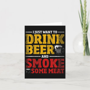Grappige BBQ Chef Bier Gerookt Vlees Liefhebber Gi Kaart