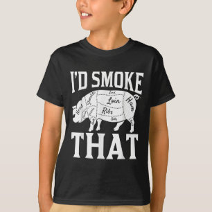 Grappige BBQ chef-kok is rook die grappige gerookt T-shirt