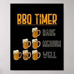 Grappige BBQ Chef Smoke Meat Craft Beer Gift Barbe Poster