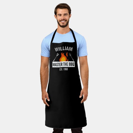 Grappige BBQ gepersonaliseerde keuken Schort (Gedragen)