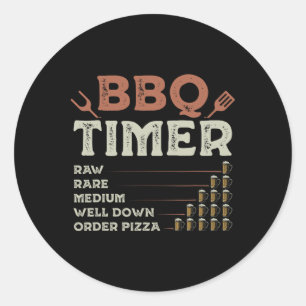 Grappige Bbq Grill Chef Grilling Master Rbecue Lie Ronde Sticker