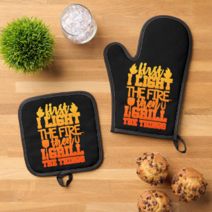 Grappige BBQ Grill Quote Ovenwant & Pannenlap Set