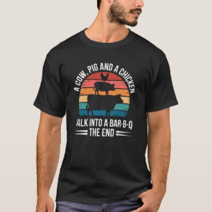 Grappige BBQ Grill rund kip en varkensvlees T-shirt
