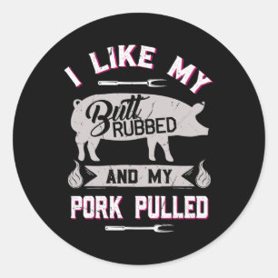 Grappige BBQ-grillcitaat varken getrokken varkensv Ronde Sticker