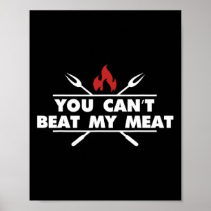 Grappige Bbq Grillende Chef Vlees Humor Poster