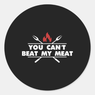 Grappige Bbq Grillende Chef Vlees Humor Ronde Sticker