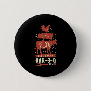 Grappige BBQ lopen in een bar grap barbecue cadeau Ronde Button 5,7 Cm