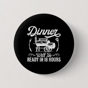 Grappige Bbq Mannen die Vlees Roken Rookoven Barbe Ronde Button 5,7 Cm