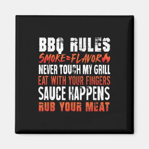 Grappige BBQ-regels Rook = smaak Eet met vingers W Magneet
