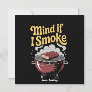 Grappige BBQ-roker "Mag ik roken?" grillen Kaart
