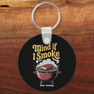 Grappige BBQ-roker "Mag ik roken?" grillen Sleutelhanger