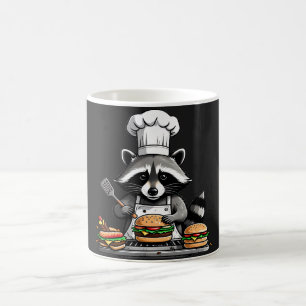 Grappige BBQ Wasbeer die Burgers Omkeert Koffiemok