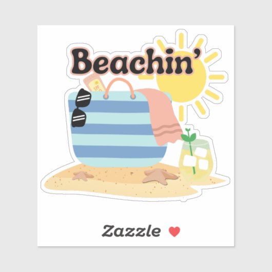 Grappige Beachin' Waterproof Sticker (Vel)