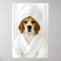 Grappige Beagle-badkamerprint, Beagle in badjas