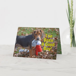 Grappige Beagle Ik ben een goede kerstjongen gewee Feestdagen Kaart