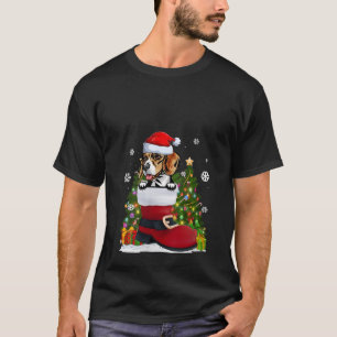 Grappige Beagle in de schoen Santa Hat Lelijke Ker T-shirt
